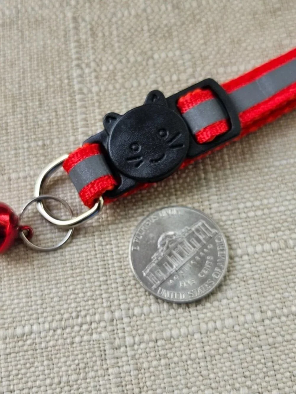 Red Collar for Cats Pet Collar w/ Bell Reflective Neck Collar for Cat Adjustable